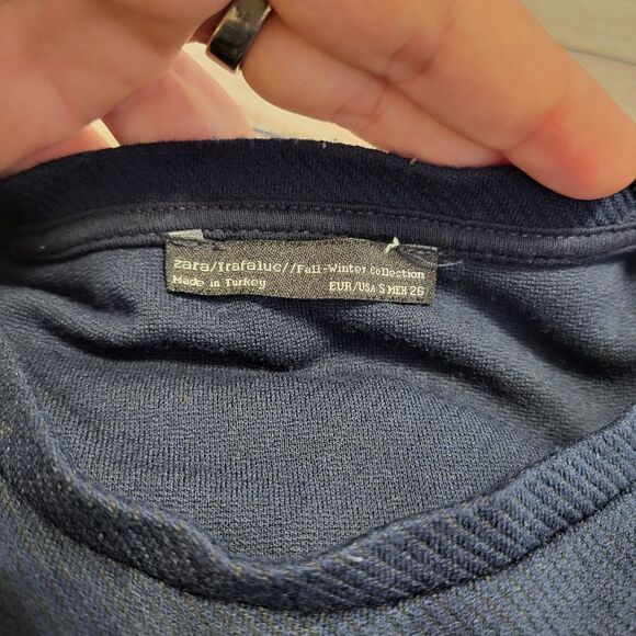 Zara navy blue sleeveless mini dress with gold studs down front - Picture 4 of 6